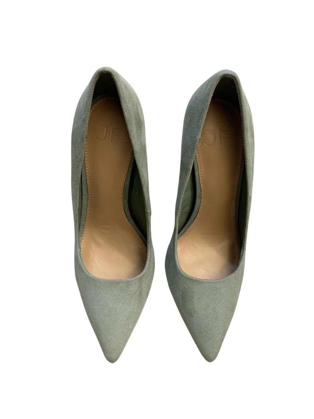 JF Gisselle Classic Suede Pointed Toe Pumps Sage Green Feminine Minimal Coquette - Picture 9 of 11
